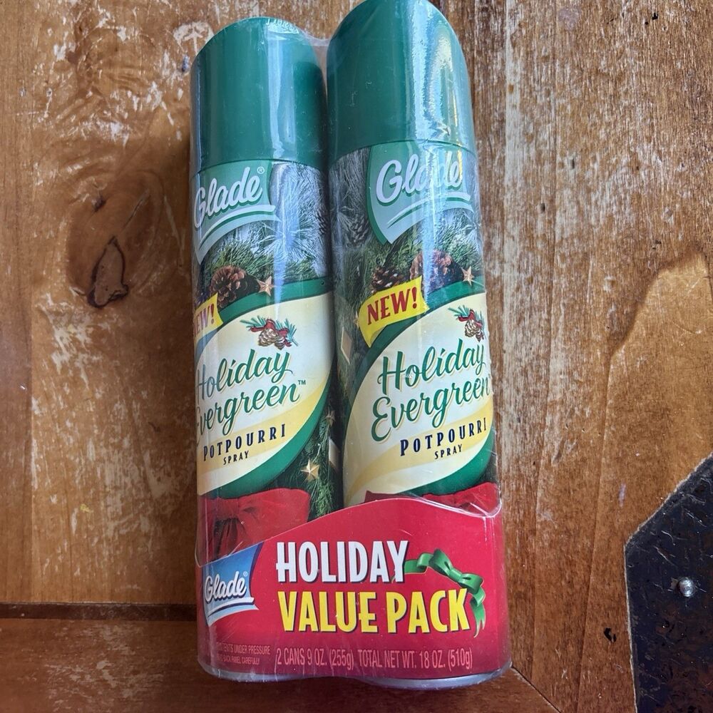 NEW SEALED RARE RETIRED 2 Pack GLADE HOLIDAY EVERGREEN AIR FRESHENER SPRAY